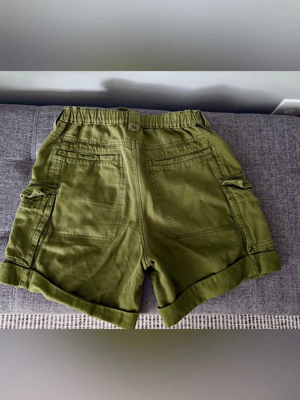 Free People Frankie Washed Army Green Utility Tie-Waist Women’s Shorts XS
